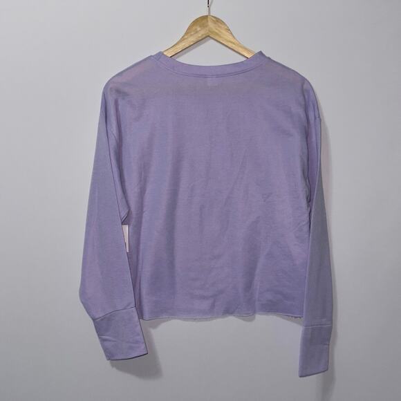 Raw edge crewneck purple sweatshirt junior size large - Picture 2 of 7